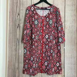 Denim & Co Womens Geometric Cover Up beach dress size Medium